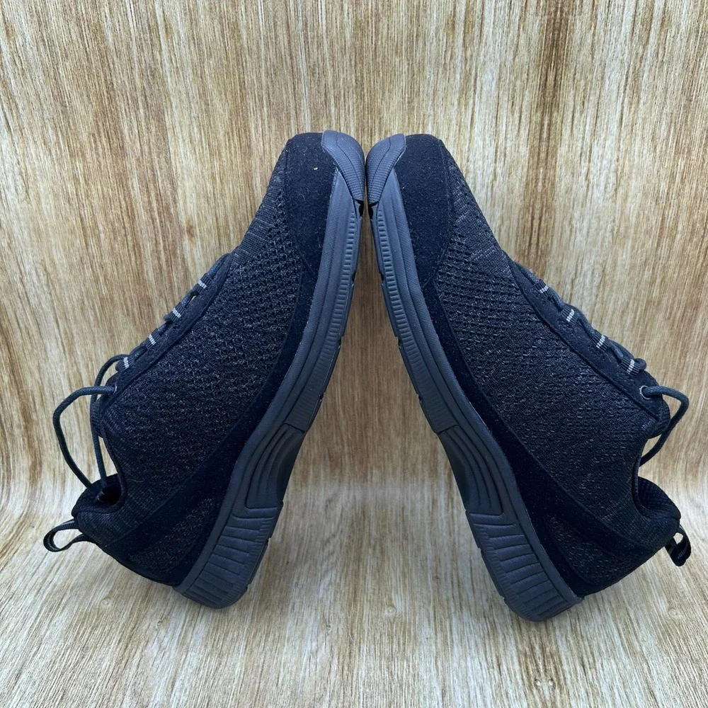 Orthofeet 633 Sneakers Men's Size 9.5 2E Wide Black Knit Athletic Walking